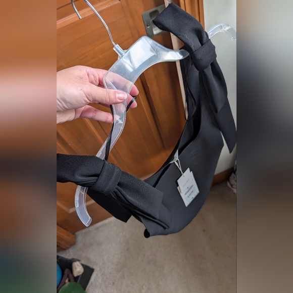 Zara Black Square Neck Tank with Tie Shoulder Straps - Picture 5 of 10